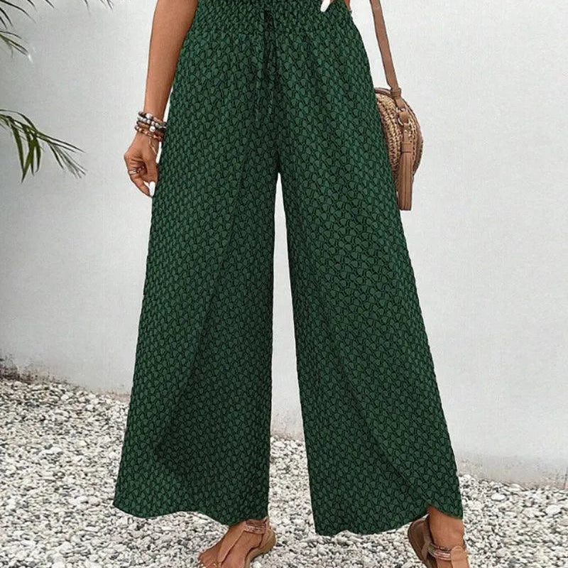 Pantalones anchos para mujer - Cintura elástica con cordón - Cómodos y fluidos