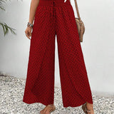 Pantalones Palazzo para mujer - Cintura elástica con cordón - Anchos y sueltos - Tejido ligero