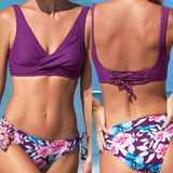 Bikini para mujer – Top cruzado envolvente – Braguita ajustable con lazo – Tejido elástico transpirable