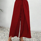 Pantalones anchos para mujer - Cintura elástica con cordón - Cómodos y fluidos