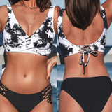 Bikini para mujer – Top cruzado envolvente – Braguita ajustable con lazo – Tejido elástico transpirable