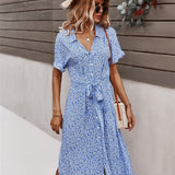 Stien - Elegante vestido de verano con lazo en la cintura.