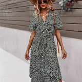 Stien - Elegante vestido de verano con lazo en la cintura.