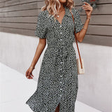 Stien - Elegante vestido de verano con lazo en la cintura.