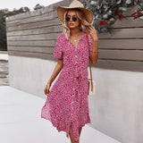 Stien - Elegante vestido de verano con lazo en la cintura.