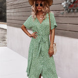 Stien - Elegante vestido de verano con lazo en la cintura.