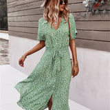Stien - Elegante vestido de verano con lazo en la cintura.