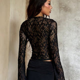 Blusa sexy retro con cordones Y2K