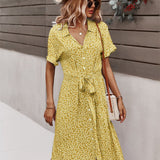 Stien - Elegante vestido de verano con lazo en la cintura.