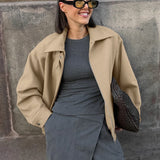 Chaqueta de gran tamaño con cuello grueso de mezcla de lana, ideal para ir al trabajo.