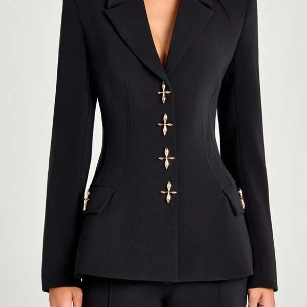 Blazer de manga larga con botones metálicos