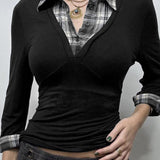 Blusa ajustada de punto de camuflaje de manga larga