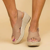 Sandalias de cuña para mujer – Suela de alpargata – Tiras cruzadas – Punta abierta