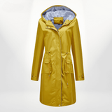 Gabardina de mujer – Impermeable largo – Capucha – Cintura ajustable – Bolsillos con solapa