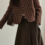 chaqueta vintage a cuadros de un solo pecho