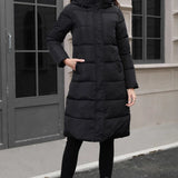 Chaqueta acolchada larga con capucha de talla grande
