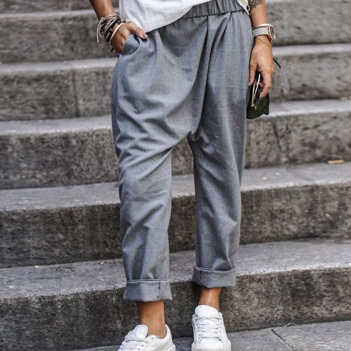Pantalones anchos para mujer - Cintura alta - Tejido ligero y fluido - Comodidad transpirable
