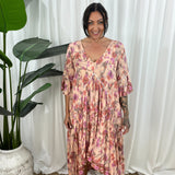 Vestido de mujer - Cuello en V - Corte fluido - Mangas 3/4 - Estampado animal moderno