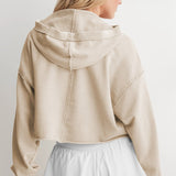 Sudadera con capucha lisa, elegante e informal con cuello en V