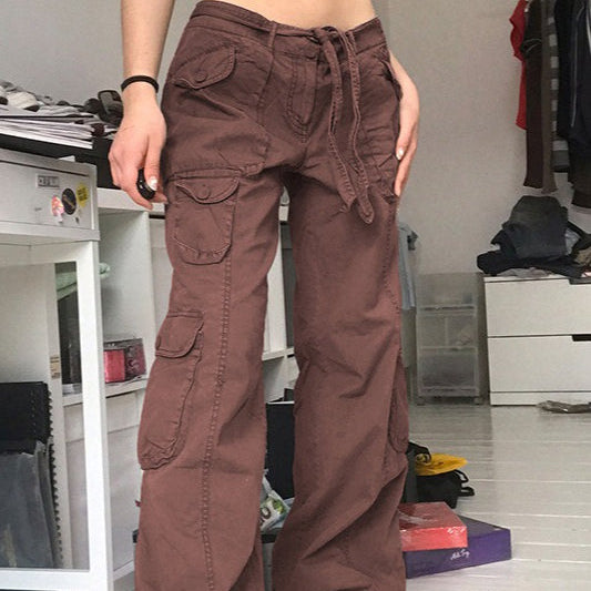 Vaqueros cargo vintage casuales, corte recto holgado.