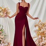 Vestido de noche maxi sexy ajustado con abertura