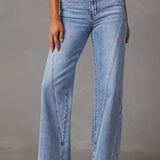 Vaqueros descoloridos de pierna ancha, estilo streetwear