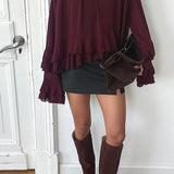 Blusa vintage de gasa con volantes