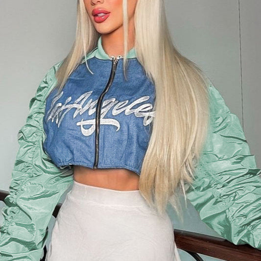 Chaqueta con estampado de letras de estilo urbano