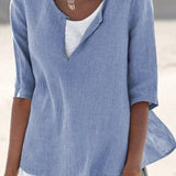 Blusa de mujer – Corte holgado – Mangas midi – Tejido transpirable – Estilo casual