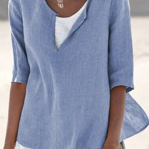 Blusa de mujer – Corte holgado – Mangas midi – Tejido transpirable – Estilo casual