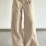 Pantalones cargo de pierna ancha con paneles de encaje