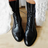 Botas de mujer – Piel auténtica – Media caña – Cordones ajustables – Corte ajustado