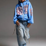 Sudadera con capucha y cremallera con estampado grueso