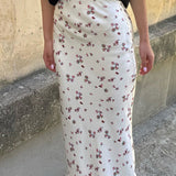 Falda lápiz floral de cintura alta