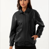 chaqueta de cuero con solapas extragrandes