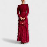 Fallon - Vestido largo y ajustado con volantes tridimensionales