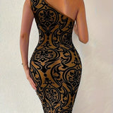 Vestido de mujer - Corte ajustado - Hombros descubiertos - Largo hasta la rodilla - Elegante vestido de noche