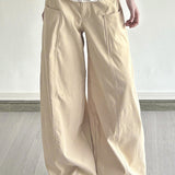 Pantalones cargo de pierna ancha con paneles de encaje