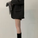 Blazer largo extragrande en mezcla de lana