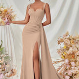 Vestido de noche maxi sexy ajustado con abertura