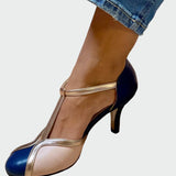 Anna Elegantes Sandalias Retro Tacón Medio con Tira