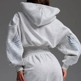 Sudadera con capucha y cremallera con estampado de motocicleta
