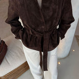 chaqueta vintage de ante de manga larga