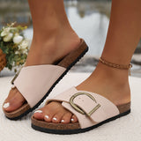 Sandalias de mujer – Punta abierta – Tira ancha – Hebilla ajustable – Plantilla anatómica