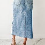 Falda asimétrica de cintura alta en denim descolorido