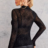 Blusa ajustada de malla transparente
