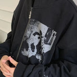 Sudadera con capucha y cremallera de estilo gótico punk