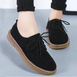 Zapatos Oxford para mujer - Elegantes de ante - Punta redonda - Suela cómoda y antideslizante