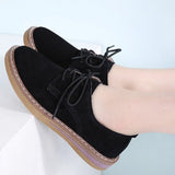 Zapatos Oxford para mujer - Elegantes de ante - Punta redonda - Suela cómoda y antideslizante