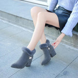 Botines de mujer - Tacón alto elegante - Forro de piel - Ante con cremallera